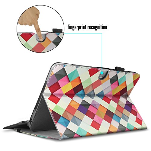 Asus Transformer Mini T102HA Hülle Case -Infiland Slim Fit Folio PU-lederne dünne Kunstleder Schutzhülle Cover Tasche für Asus Transformer Mini T102HA Tablet-PC (mit Auto Schlaf / Wach Funktion, Tablet und Tastatur sind nicht entgehaltet)(Farbige Quadrate) - 7