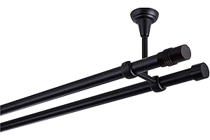 Gardinenstange schwarz 280 cm 2-läufig 19 mm aus Metall Deckenbefestigung Zylinder