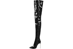 WEHAM Overknee-Stiefel für Damen in Übergröße, Kunst-PU, Overknee-Stiefel, Tanzschuhe für Damen, Kniehohe Stiefel mit seitlichem Reißverschluss
