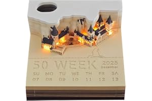 ZOYDP 3D Kalender Abreißen 2025 Artsy Pads mit Led Licht und Stifthalter 3D Notizblock Kalender 2025 3D Abreißkalender 2025 3D Calendar 2025 für Desktop Ornament Papierskulptur Geschenk 3D Notepad-9