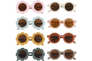 FRIUSATE 8 Stück Kinder Sonnenbrille Runde Blumen Geformt Brille, Retro Polarisierte UV 400 Schutz für Kleinkinder, Mädchen, Jungen, Strandparty