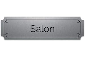 MYGOODPRICE Plaque gravée autocollante 14,5x4cm Salon Fond alu brossé