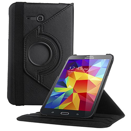 EnGive 360° Drehbares Ledertasche Schutzhülle Leder Tasche Samsung Galaxy Tab 3 7.0 Lite T110 T111 (7 Zoll) Hülle (Samsung Galaxy Tab 3 7.0 Lite, Schwarz)