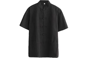 G-like Tangzhuang - Camicie da uomo in stile tradizionale Kung Fu Tai Chi outfit, a maniche corte, abbigliamento estivo, da uomo, in cotone