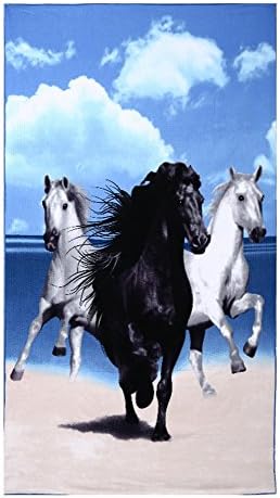 INIZI Beach Towel_39.4 * 70.9" Extra Large Microfiber Towel for Bath Swim Beach Chair Cover Horse Printed