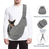 bandolera para perros pequeños Bolsillo con cremallera --- Hay un bolsillo frontal para sus cosas personales, como golosinas, bolsos cagados, su billetera, teléfono celular o llaves. De acuerdo con la comodidad, puede elegir cualquier hombro para tomar la bolsa. SlowTon Pet Carrier es duradero, reversible y lavable a máquina, puede limpiarlo fácilmente cada vez que se ensucia o simplemente ponerlo al otro lado.