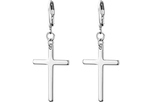 Flongo Kreuz Ohrringe lange Kreuz Ohrringe klein Ohrringe Edelstahl Gold Silber Schwarz Ohrringe Damen Herren Hip Hop Unisex 1 Paar