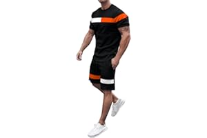 pvucpot Completo Uomo Estivo Maniche Corte 2 Pezzi T-shirt Tinta Unita + Pantaloncini in Cotone Tuta Uomo Estate Casual Sportivo Magliatta Uomo