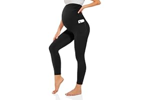 TNNZEET Legginsy ciążowe z wysokim stanem, damskie spodnie ciążowe, długie legginsy do jogi