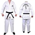 MAR | Taekwondo ITF White Uniform Suit Sparring Gear Unisex Kids & Adult Martial Arts ITF Taekwondo Gi Student Suit Taekwondo Gear Polycotton Medium Weight 8oz Fabric + FREE BELT