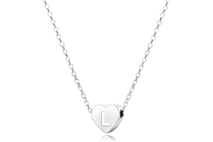 KENYG S925 Silver A-Z Capital Initial Heart Pendant Necklaces for Women Girls Lady for Christmas Birthday Graduation,Women Choker Tiny Necklaces Fashion Jewellery