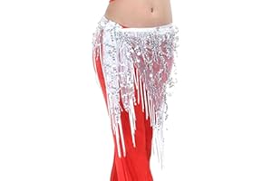 AILAN Belly Dance Hip Foulard Décorations Accessoires Bellydance Taille de la chaîne de Danse Costume Beauty Wayband Performance, Blanc