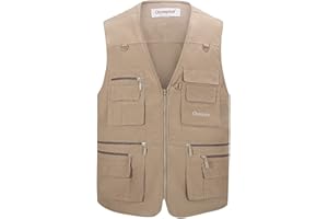 Hwalleum Hommes Léger Loisirs Gilets De Plein air, Homme Multi-Poches Gilet Casual Gilet Veste de Sport Journaliste Respirant Durable sans Manche Veste pour Camping Pêche Chasse Photographie