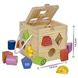 Eichhorn 100002092 – Steckwürfel aus Holz, 13-teilig, Holz natur/bunt – 14,5×14,5×14,5 cm – Spielwürfel  – Motorik - 4
