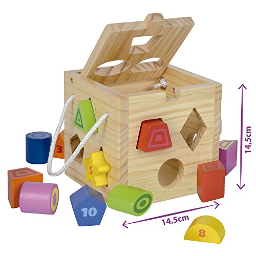 Eichhorn 100002092 – Steckwürfel aus Holz, 13-teilig, Holz natur/bunt – 14,5×14,5×14,5 cm – Spielwürfel – Motorik - 4