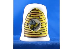 Porcelain China Collectable Thimble - Peephole Bee in Hive by Birchcroft China