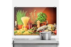 K&L Wall Art Protection éclaboussures en Verre de sécurité ESG Cuisine Italienne Crédences de cuisinière Montage muraux dosseret + vis Fixation Acier Inoxydable