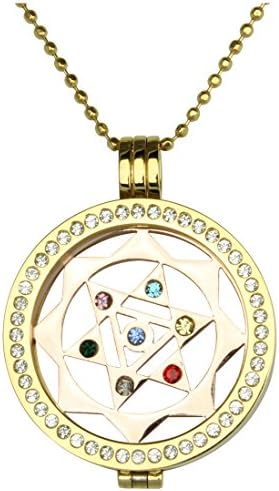 Mi Milano Love Coin/Moneda Interchangeable Necklace Gold Pendant Holder Locket Set Octagram Rose,Large,36" (90Cm)
