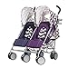 Obaby Leto Plus Twin Stroller with Footmuffs - ZigZag Navy/Purple