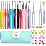 ZesGood 12 Pack Large Crochet Hooks Set with 1 Case, 9 Large Eye Blunt Needles for Knitting, 1 60-Inch Tape Measure