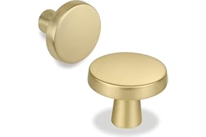 goldenwarm 5 Pack Gold Drawer Knobs, Zinc Alloy Brushed Brass Knobs for Chest of Drawers, Single Hole Kitchen Handles
