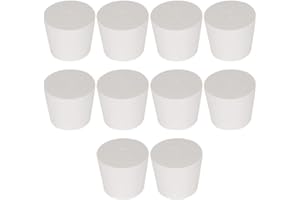 Labasics 10PK 7# Tapones de Goma Sólida - Tamaño:30mm Botella, 37mm Superior, 31mm Largo - Tapones de Goma Cónicos Blancos para Laboratorio
