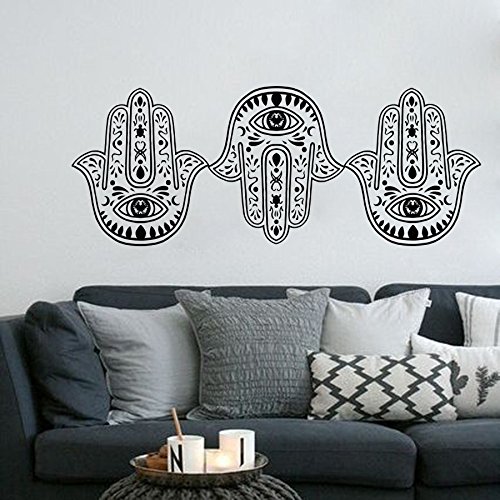 Vinyl Wandtattoo Hand der Fatima Hamsa Khamsa Vibes Gute Good Indisch Amulett Buddha Joga Zen Meditation Wandaufkleber Wandsticker Wanddekoration Fototapete Dekoration für Schlafzimmer M274 - 5
