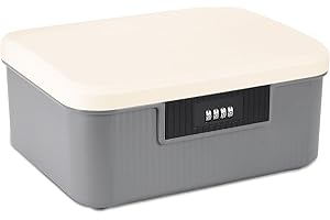 DEECOZY Lockable Medicine Box with 4 Digital Combination Lock, Medicine Storage Box, Privacy Container with Built in Removable Tray, Lockable Storage Box for Home School Office,26 x 22 x 12cm(Gray)