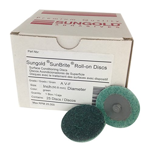 Sungold Abrasives74930 Green Fine Non Woven Surface Conditioning Type R Quick Change Discs 25/Box, 1-1/2"