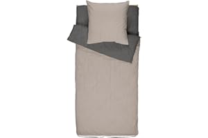 Bleu Calin Caradou Parure de Lit Enfant Microfibre Lavée, 4 Pièces Couette Incluse, 90 x 190 cm, Taupe-Gris Anthracite