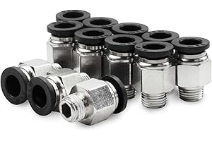 Bwintech 12 piezas de tubería de 6 mm diámetro exterior x 3/8 "hilo exterior BSP empuje directo para conectar el conector neumático, PC6-03 liberación rápida del conector de línea de aire