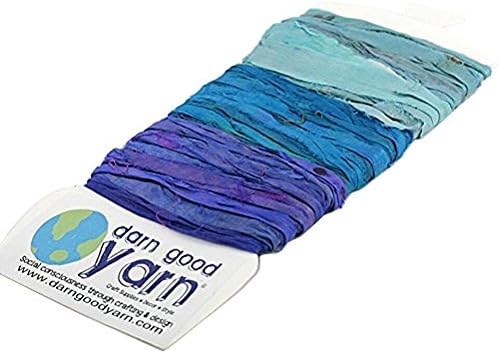 Sari Silk Ribbon Sample Card - Ocean Waves by Darn Good Yarn