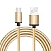 Produktbild Delippo® USB Typ C Kabel Ummanteltes Ladekabel Metall mit Reversiblem Stecker für Neue Macbook 12 inch, ChromeBook Pixel, Nokia N1 Tablet, Nexus 5X, Nexus 6P, OnePlus 2 u.a. Type C Geräte 0.8ft/0.25m (Golden)