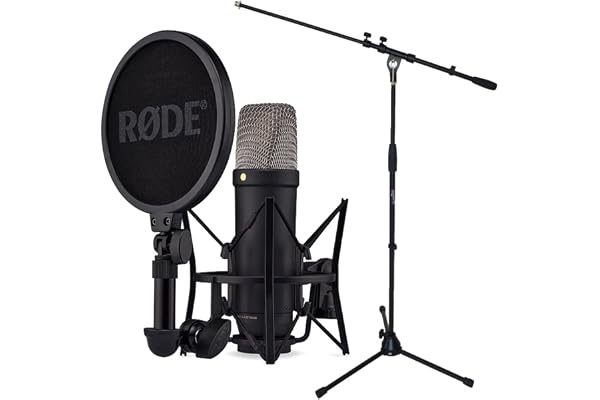 Rode NT1 Microphone de studio USB XLR 5ème génération Noir + pied de microphone Keepdrum