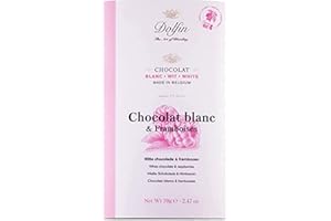 Dolfin Chocolat Blanc & Framboises – Chocolat Onctueux & Crémeux, Framboises Acidulées - Friandises au Chocolat - Cadeaux pour Anniversaire, Fêtes, Saint-Valentin - Fait en Belgique, 70g