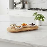 Deconox Ayaklı Bambu Sunum Tabakları, Ayaklı Bambu Sunumluk, Kek, B&ouml;rek, &Ccedil;&ouml;rek ve &Ccedil;ikolata Sunum Tepsisi Yuvarlak Kenarlı Ova