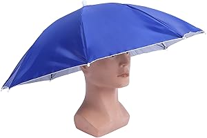 Buachois Sombrero de Paraguas, Paraguas de Pesca a Prueba de Viento con protección Solar, Gorro de Paraguas Manos Libres, Paraguas de Sombrero Plegable para Pesca al Aire Libre Senderismo(Armada)