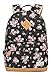 Produktbild Greeniris Damen Segeltuch Rucksäcke Leicht Schultaschen Blumen Rucksack zum Mädchen/Kinder Blume Schwarz 1