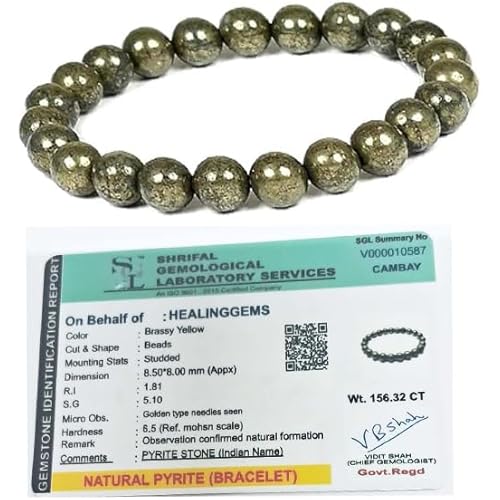 HEALINGGEMS Pyrite Bracelet for Men & Women – Original Pyrite Bracelet - Natural AAA  Quality Money Magnet Wealth Bracelet for Abundance, Success & Protection | 8mm Genuine Crystal Beads