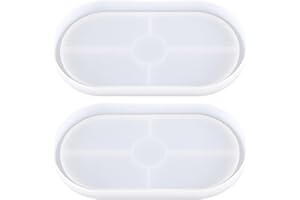 DIVONO Kit de 2 Silicone Coaster Mold, Moule Dessous de Verre Resine Epoxy, Moule Resine Epoxy, Moules en Résine pour Plateau, Fabriquer sous-Verres, Cendriers, Boîtes à Bijoux (Size:18x9.5x1.6cm)