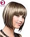 RZWD Short Straight Mix Color Fashion Full Bangs Soft Touch Bob Wig