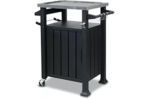 Casa Mia Pizza Oven Table - Outdoor Kitchen Trolley/BBQ Stand with Gas Bottle Storage