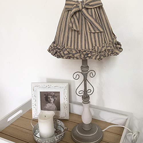 Tischlampe Clayre & Eef STRIPES weiß grau 50 cm Schirm Streifen Tischleuchte Landhaus