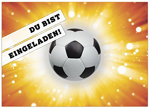 16 Einladungskarten zum Kindergeburtstag - Motto Fussball Einladung - für Kinder, Jungen, Party, Feier, Jungs, Geburtstagseinladungen im Set
