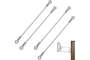 BRAMBLECO 4 PCS 8-Inch Door Restrictor Cable – Stainless Steel Cabinet & UPVC Door Chain Limiter – Flexible Braided Restraint Wire for Cupboards, Windows, Hinged Doors – Safety Cable with Fixing Eyelets