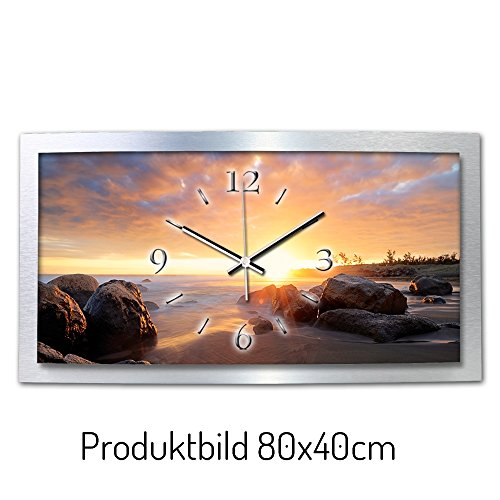 Kreative Feder Felsen Chill Out 3D XXL Designer leise Funk Wanduhr Funkuhr modernes Design *Kreative Feder* WAA043FL (80x40cm) - 3