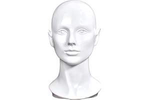 MIAOMANZI PVC femminile testa parrucca manichino con spalla busto testa bambola manichino per visualizzazione capelli cappello maschera occhiali da sole parrucca gioielli (bianco)