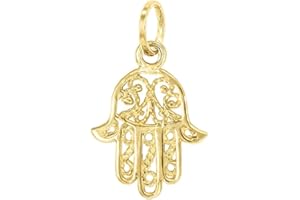 FORME DI LUCCHETTA Lucchetta – Mano de Fátima/Hamsa Colgante o Pendientes Opción Zafiro Azul Natural, Joyas de Oro para Mujeres Niñas