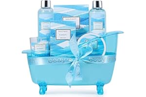 BODY & EARTH Set de Regalo de Baño con Bañera para Mujeres, Set de 6 Piezas Regalo de Spa para Mujeres con Fragancia de Océano, Adecuado para Baño Dormitorio