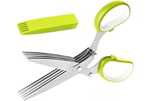 BangShou Ciseaux à Herbes, Hachoir Multi Lames, Ciseau à Plusieurs Lames Aromatiques, Coupe Herbe Cuisine pour Epices,Legume